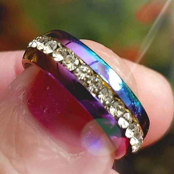 Rainbow titanium steel 4mm width ring size 6. - Picture 2 of 2